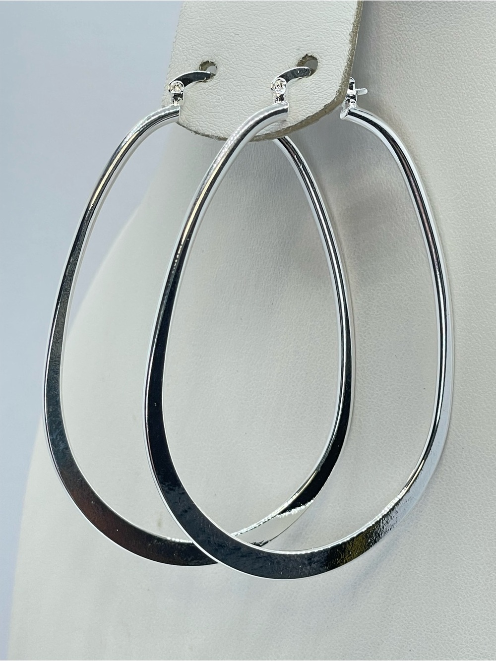 Silver Teardrop Hoop Earrings Minimalist Statement New Bold Boho Glam